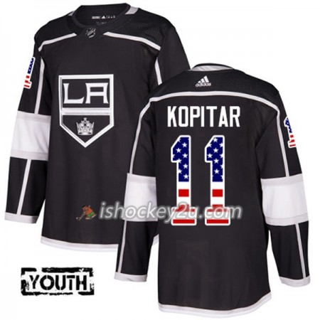 Mænd NHL Los Angeles Kings Trøje Anze Kopitar 11 Adidas 2017-2018 Sort USA Flag Fashion Authentic